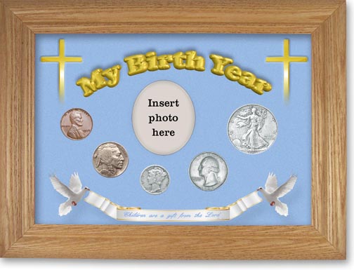 1936 'Children are a Gift from the Lord' My Birth Year Coin Gift Set with a blue background and wheat frame MAIN