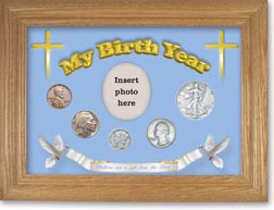1936 'Children are a Gift from the Lord' My Birth Year Coin Gift Set with a blue background and wheat frame THUMBNAIL
