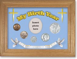 1937 'Children are a Gift from the Lord' My Birth Year Coin Gift Set with a blue background and wheat frame THUMBNAIL