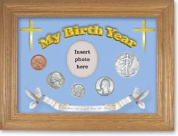 1939 'Children are a Gift from the Lord' My Birth Year Coin Gift Set with a blue background and wheat frame THUMBNAIL