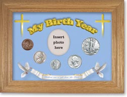 1941 'Children are a Gift from the Lord' My Birth Year Coin Gift Set with a blue background and wheat frame THUMBNAIL