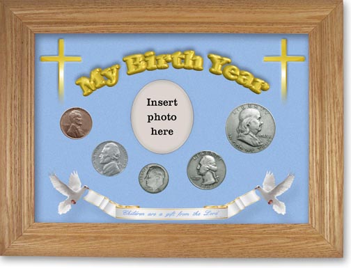 1948 'Children are a Gift from the Lord' My Birth Year Coin Gift Set with a blue background and wheat frame MAIN