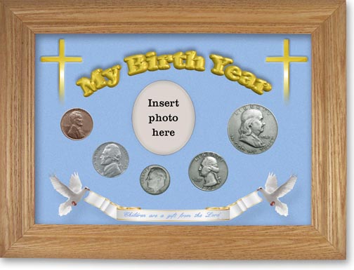 1949 'Children are a Gift from the Lord' My Birth Year Coin Gift Set with a blue background and wheat frame MAIN
