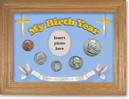 1949 'Children are a Gift from the Lord' My Birth Year Coin Gift Set with a blue background and wheat frame THUMBNAIL