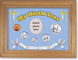 1962 'Children are a Gift from the Lord' My Birth Year Coin Gift Set with a blue background and wheat frame THUMBNAIL