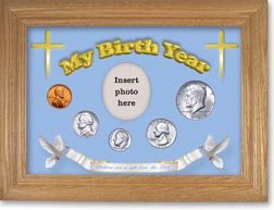 1964 'Children are a Gift from the Lord' My Birth Year Coin Gift Set with a blue background and wheat frame THUMBNAIL