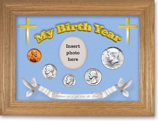 1966 'Children are a Gift from the Lord' My Birth Year Coin Gift Set with a blue background and wheat frame MAIN