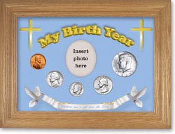 1967 'Children are a Gift from the Lord' My Birth Year Coin Gift Set with a blue background and wheat frame THUMBNAIL
