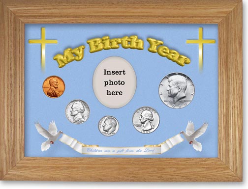 1969 'Children are a Gift from the Lord' My Birth Year Coin Gift Set with a blue background and wheat frame MAIN