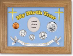 1969 'Children are a Gift from the Lord' My Birth Year Coin Gift Set with a blue background and wheat frame THUMBNAIL