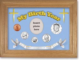 1972 'Children are a Gift from the Lord' My Birth Year Coin Gift Set with a blue background and wheat frame THUMBNAIL
