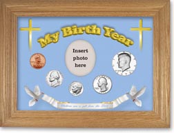 1973 'Children are a Gift from the Lord' My Birth Year Coin Gift Set with a blue background and wheat frame THUMBNAIL
