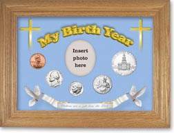 1976 'Children are a Gift from the Lord' My Birth Year Coin Gift Set with a blue background and wheat frame THUMBNAIL