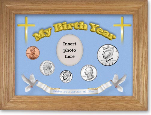 1998 'Children are a Gift from the Lord' My Birth Year Coin Gift Set with a blue background and wheat frame LARGE