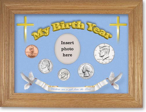 2003 'Children are a Gift from the Lord' My Birth Year Coin Gift Set with a blue background and wheat frame LARGE