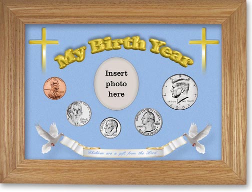 2008 'Children are a Gift from the Lord' My Birth Year Coin Gift Set with a blue background and wheat frame LARGE