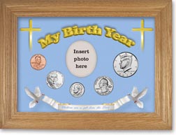 2019 'Children are a Gift from the Lord' My Birth Year Coin Gift Set with a blue background and wheat frame THUMBNAIL