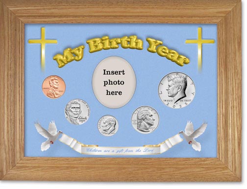 2025 'Children are a Gift from the Lord' My Birth Year Coin Gift Set with a blue background and wheat frame MAIN