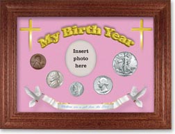 1941 'Children are a Gift from the Lord' My Birth Year Coin Gift Set with a pink background and cherry frame THUMBNAIL
