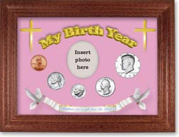1978 'Children are a Gift from the Lord' My Birth Year Coin Gift Set with a pink background and cherry frame THUMBNAIL