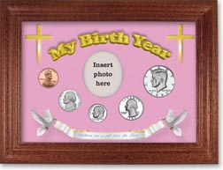 1983 'Children are a Gift from the Lord' My Birth Year Coin Gift Set with a pink background and cherry frame THUMBNAIL