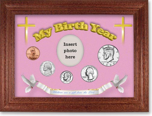 1989 'Children are a Gift from the Lord' My Birth Year Coin Gift Set with a pink background and cherry frame MAIN
