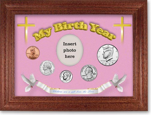 1999 'Children are a Gift from the Lord' My Birth Year Coin Gift Set with a pink background and cherry frame MAIN