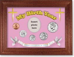 2004 'Children are a Gift from the Lord' My Birth Year Coin Gift Set with a pink background and cherry frame THUMBNAIL