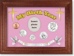 2013 'Children are a Gift from the Lord' My Birth Year Coin Gift Set with a pink background and cherry frame THUMBNAIL