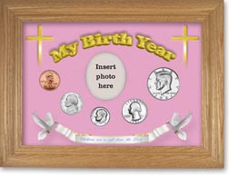 1981 'Children are a Gift from the Lord' My Birth Year Coin Gift Set with a pink background and wheat frame THUMBNAIL