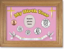 1982 'Children are a Gift from the Lord' My Birth Year Coin Gift Set with a pink background and wheat frame THUMBNAIL