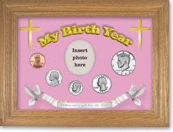 1983 'Children are a Gift from the Lord' My Birth Year Coin Gift Set with a pink background and wheat frame THUMBNAIL