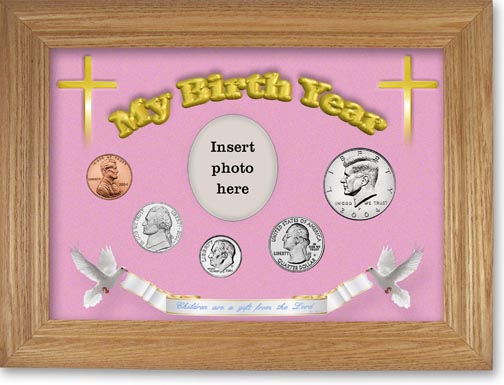2004 'Children are a Gift from the Lord' My Birth Year Coin Gift Set with a pink background and wheat frame MAIN