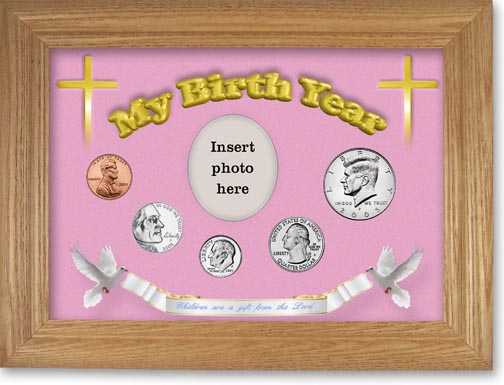 2005 'Children are a Gift from the Lord' My Birth Year Coin Gift Set with a pink background and wheat frame MAIN
