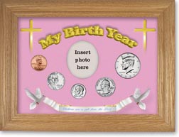 2008 'Children are a Gift from the Lord' My Birth Year Coin Gift Set with a pink background and wheat frame THUMBNAIL