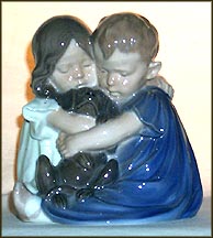 Two Children With Dog, Royal Copenhagen Figurine #707 MAIN