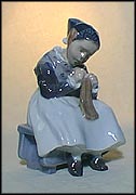 Girl Knitting, Royal Copenhagen Figurine #97 MAIN