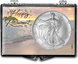 1995 Happy Retirement American Silver Eagle Gift Display THUMBNAIL