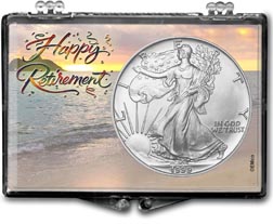 1999 Happy Retirement American Silver Eagle Gift Display THUMBNAIL