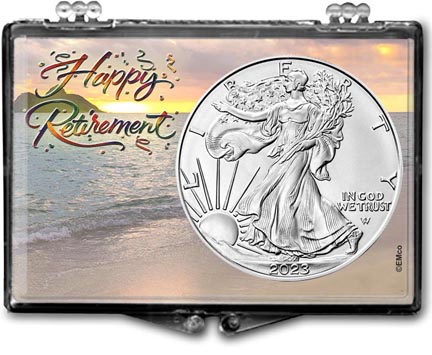 Happy Retirement American Silver Eagle Gift Display LARGE