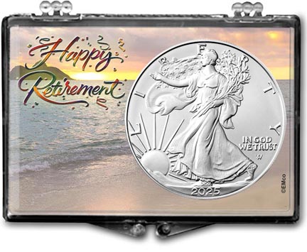 2025 Happy Retirement American Silver Eagle Gift Display LARGE