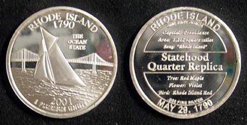 Rhode Island Quarter Replica' Art Bar. MAIN