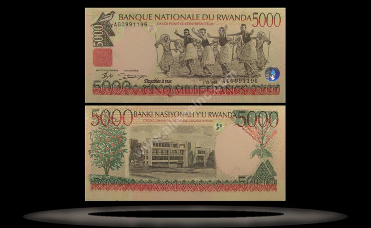 Rwanda Banknote, 5000 Francs, 1.12.1998, P#28 MAIN