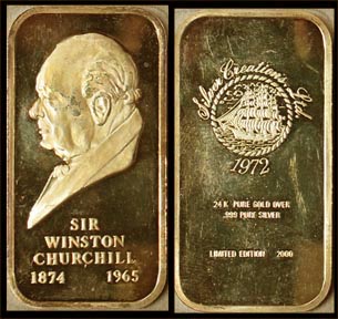Winston Churchill, gold plated' Art Bar by Silver Creations. MAIN