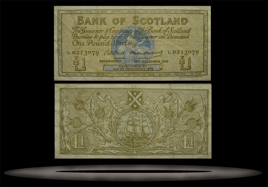 Bank of Scotland Banknote, 1 Pound, 5.5.1965, P#102b MAIN