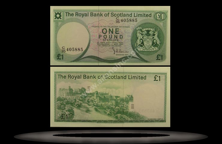 Royal Bank, Scotland Banknote, 1 Pound, 1.5.1975, P#336a MAIN