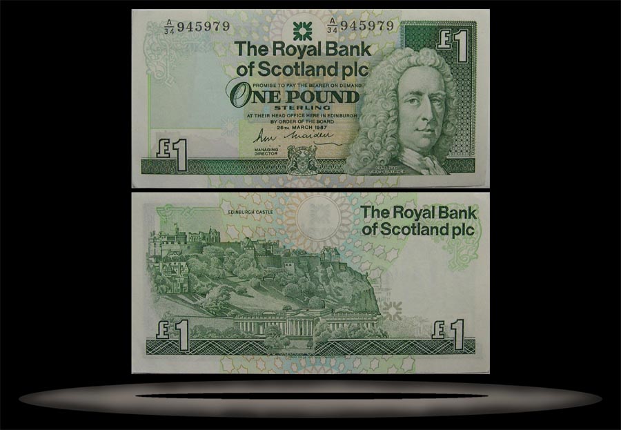 Royal Bank, Scotland Banknote, 1 Pound, 25.3.1987, P#346a MAIN