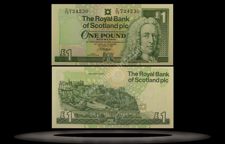 Royal Bank, Scotland Banknote, 1 Pound, 13.12.1988, P#351a MAIN
