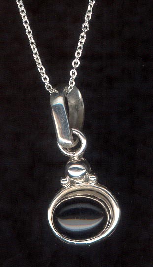 Sterling Silver Necklace, Black Oval MAIN