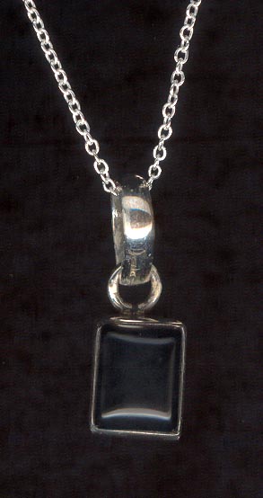Sterling Silver Necklace, Black Rectangle MAIN